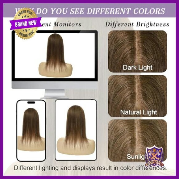 3x5 Inch Silk Base Human Hair Topper, 18 Inch 130% Density main image 2